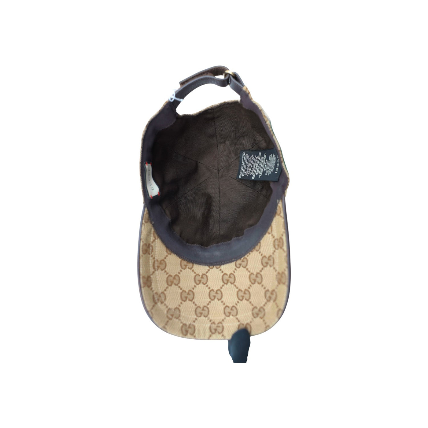 Gucci GG Pattern Canvas Hat in Beige and Ebony with Green Red Accents
