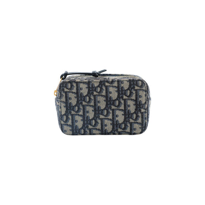 Christian Dior Oblique Monogram Canvas Belt Pouch in Beige and Navy Blue