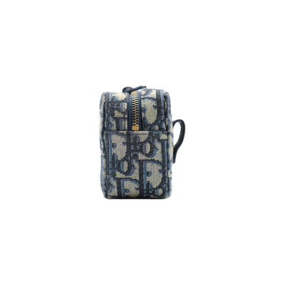Christian Dior Oblique Monogram Canvas Belt Pouch in Beige and Navy Blue