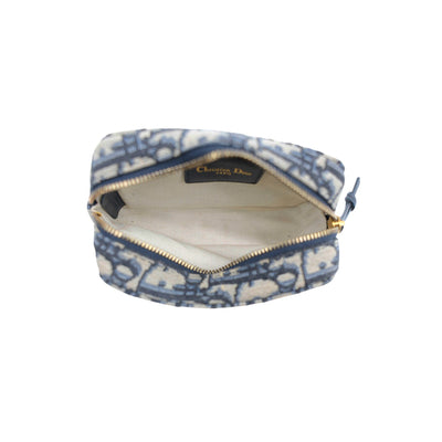 Christian Dior Oblique Monogram Canvas Belt Pouch in Beige and Navy Blue