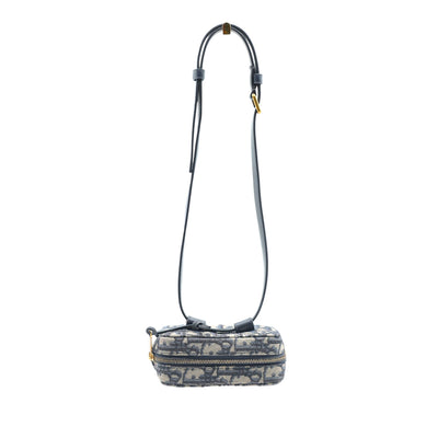 Christian Dior Oblique Monogram Canvas Belt Pouch in Beige and Navy Blue