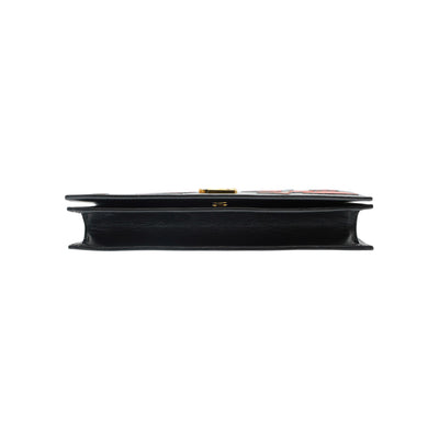 Yves Saint Laurent Leather Kate-Heart Patch Monogram Clutch Bag in Black and Red
