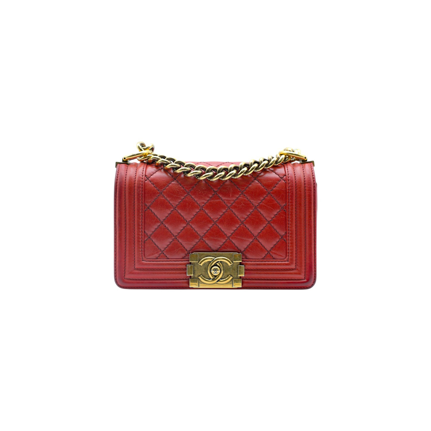 CHANEL Boy Lambskin Quilted Small Flap Bag In Red
