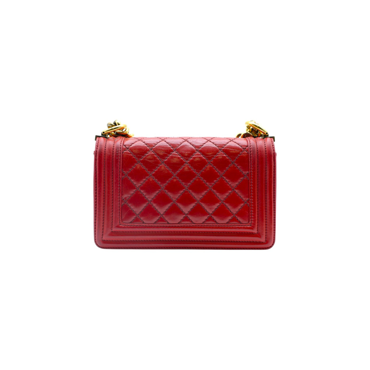 CHANEL Boy Lambskin Quilted Small Flap Bag In Red