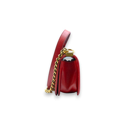 CHANEL Boy Lambskin Quilted Small Flap Bag In Red