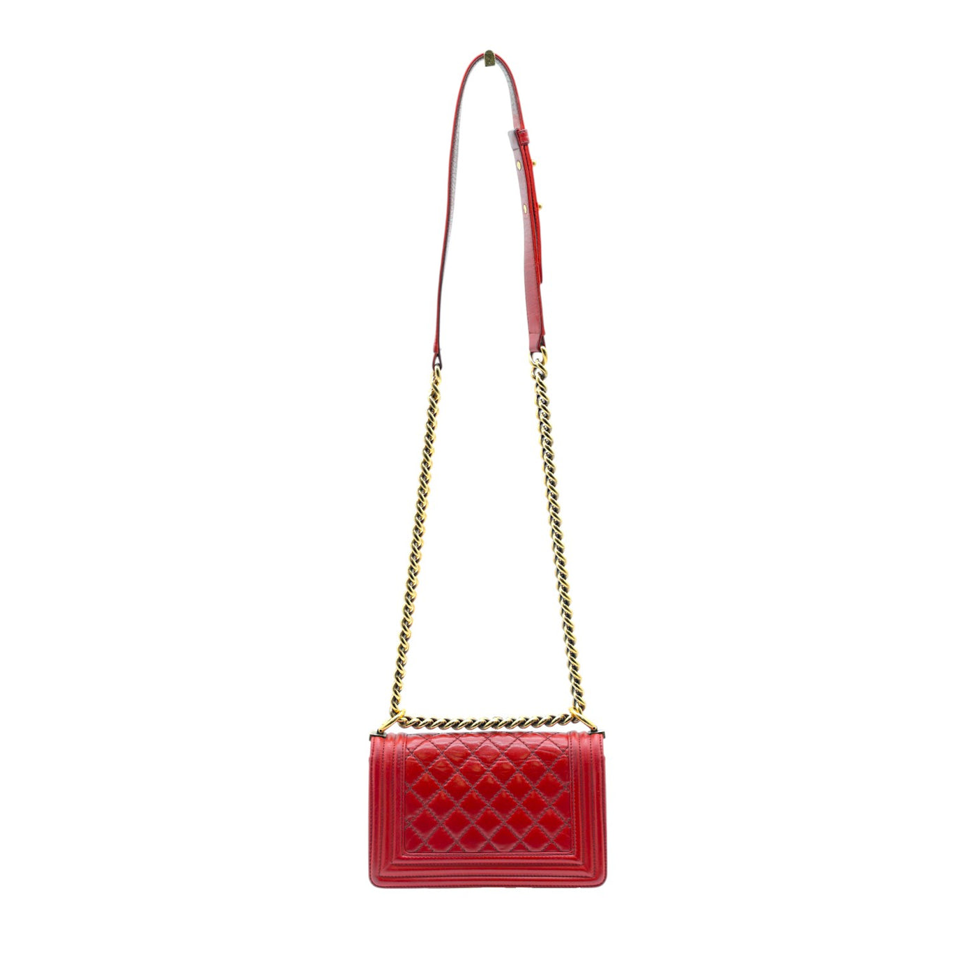 CHANEL Boy Lambskin Quilted Small Flap Bag In Red