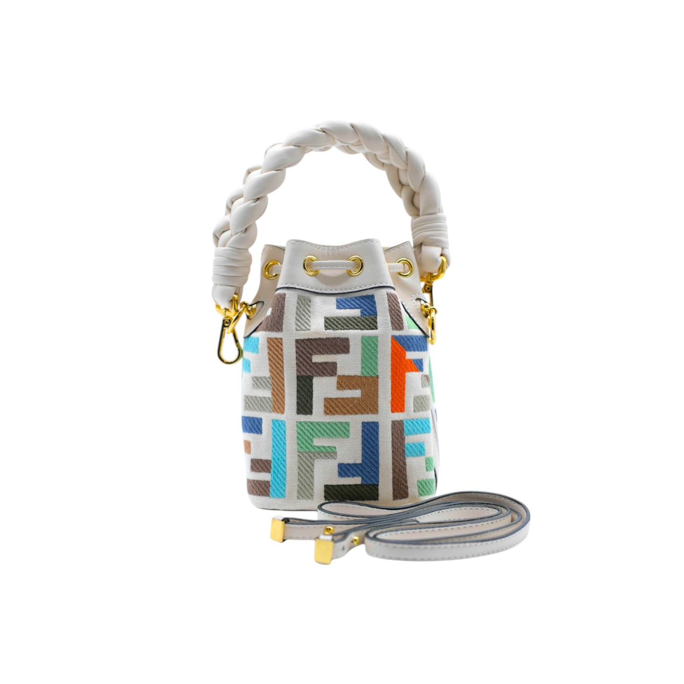 Fendi 2023 Mini Zucca Mon Tresor Multicolor Bucket Bag