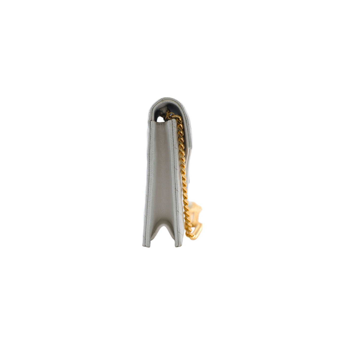 Grain De Poudre Matelasse Chevron Cassandre Envelope Chain Wallet in Creme