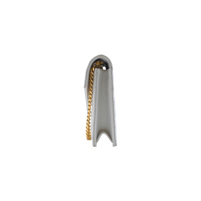 Grain De Poudre Matelasse Chevron Cassandre Envelope Chain Wallet in Creme