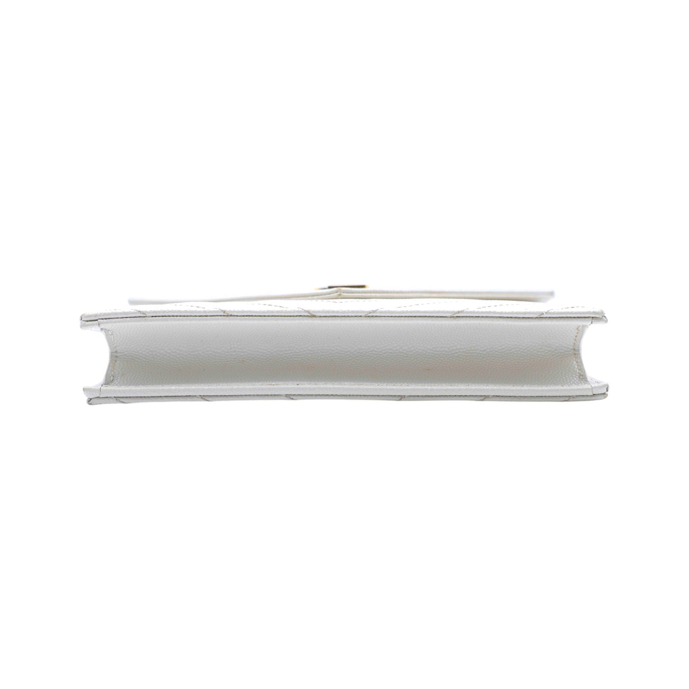 Grain De Poudre Matelasse Chevron Cassandre Envelope Chain Wallet in Creme