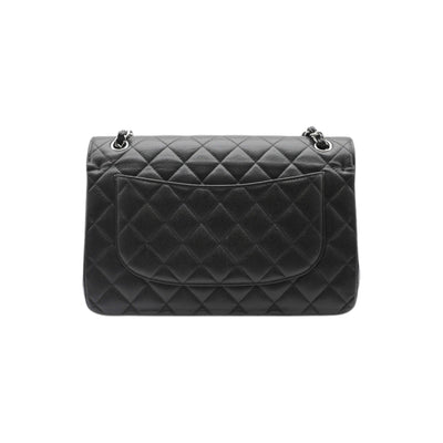 CHANEL Double Flap Caviar Leather Jumbo Shoulder Bag In Black