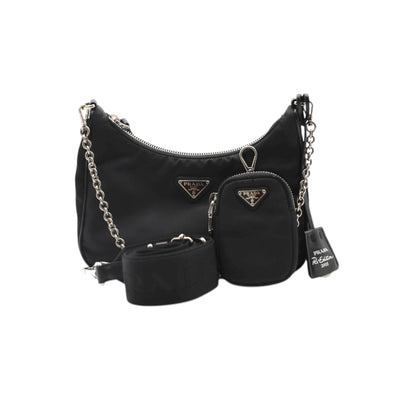 PRADA Saffiano Re-Edition Naylon Bag With Crossbody Strap In Black