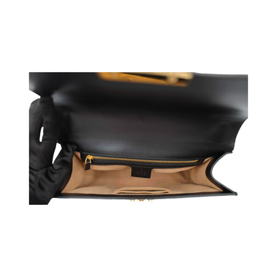 GUCCI Guccissima Leather Medium Padlock Shoulder Bag In Black