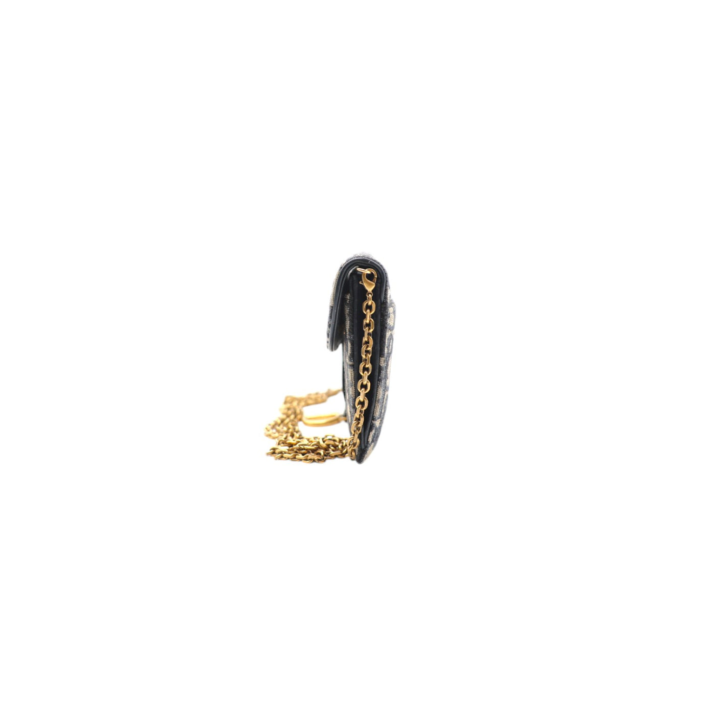 Christian Dior Blue Dior Oblique Jacquard Small Saddle Pouch With Chain