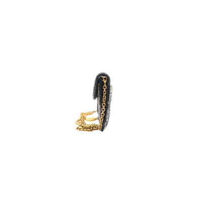 Christian Dior Blue Dior Oblique Jacquard Small Saddle Pouch With Chain