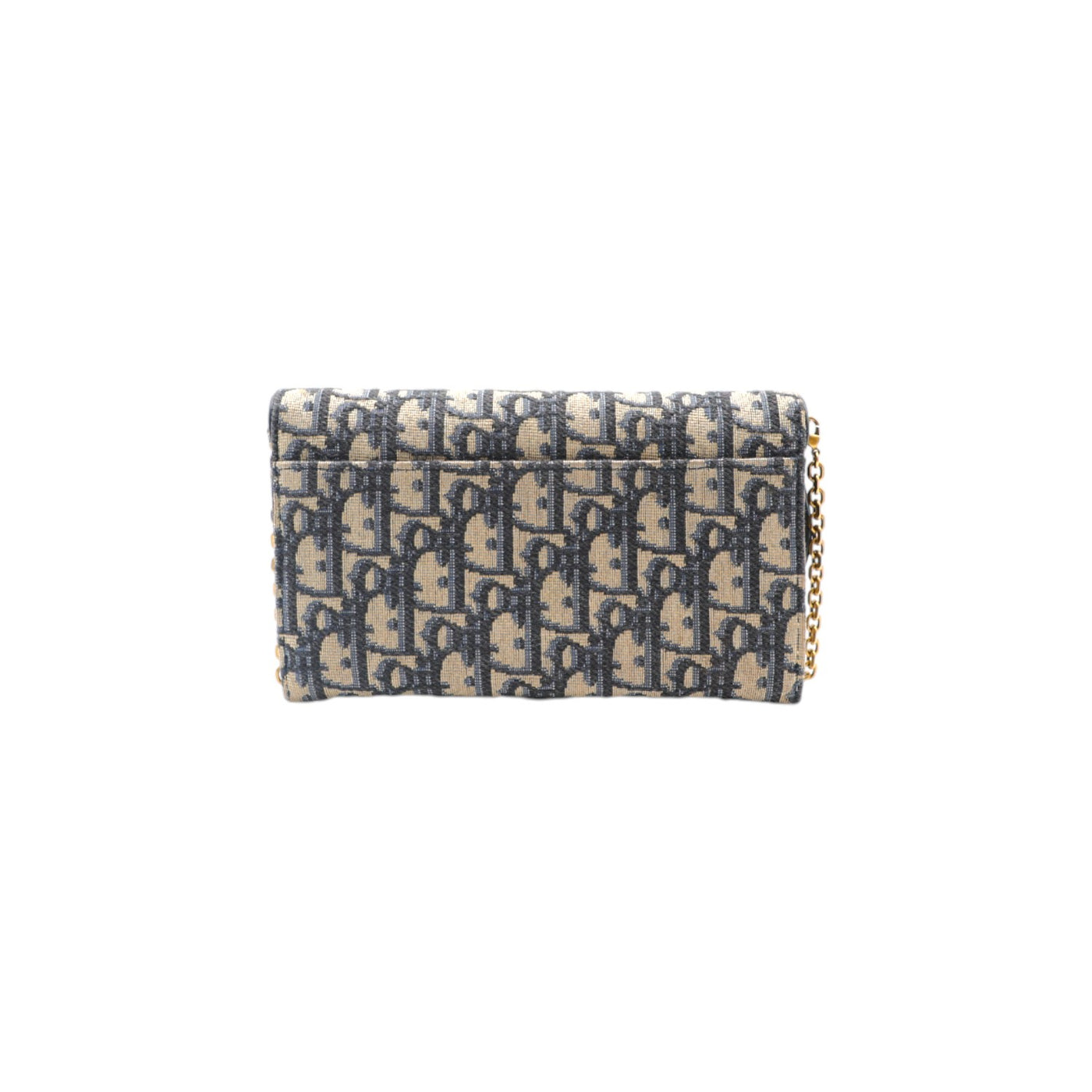 Christian Dior Blue Dior Oblique Jacquard Small Saddle Pouch With Chain