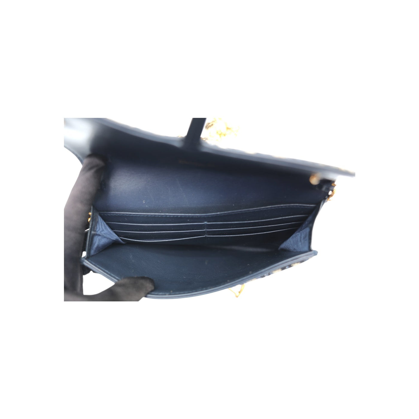 Christian Dior Blue Dior Oblique Jacquard Small Saddle Pouch With Chain