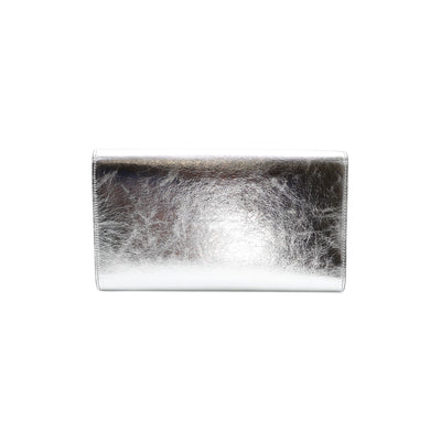 YSL Saint Laurent Large Belle De Jour Calfskin Clutch In Metallic Silver