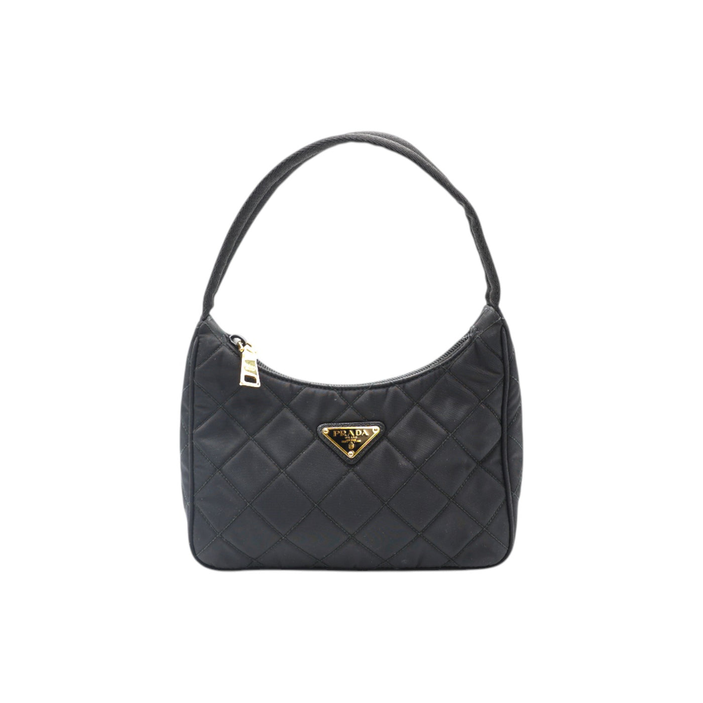 PRADA Tessuto Nylon Stitched Shoulder Bag In Black