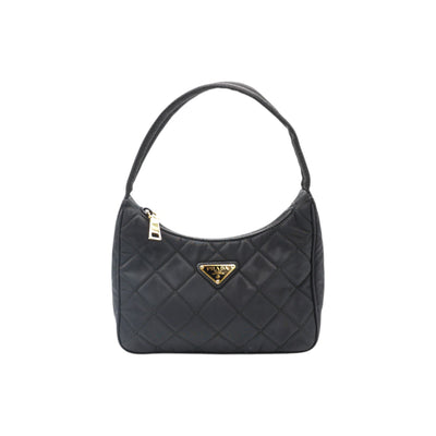 PRADA Tessuto Nylon Stitched Shoulder Bag In Black