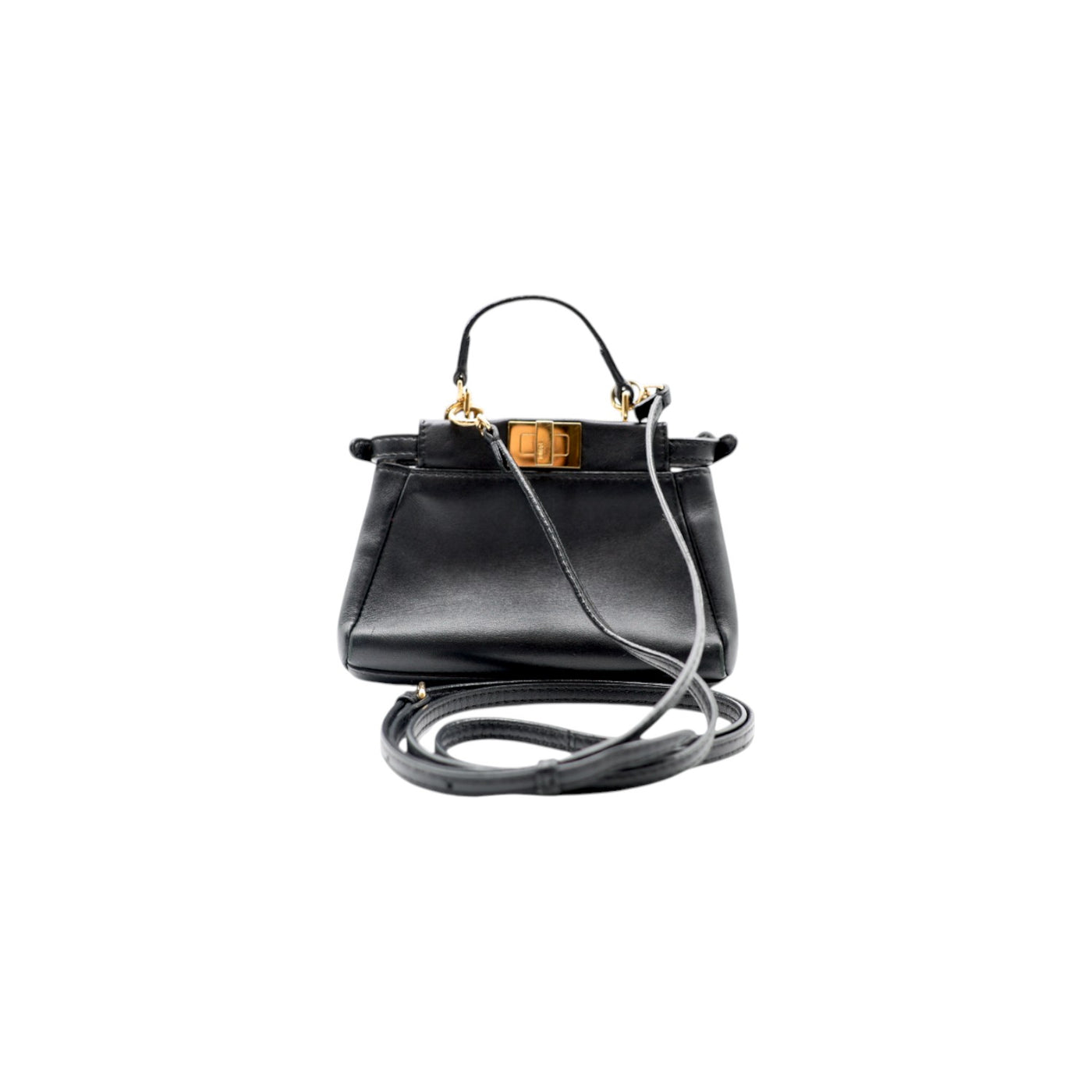 Fendi Mini Peekaboo Leather Bag In Black