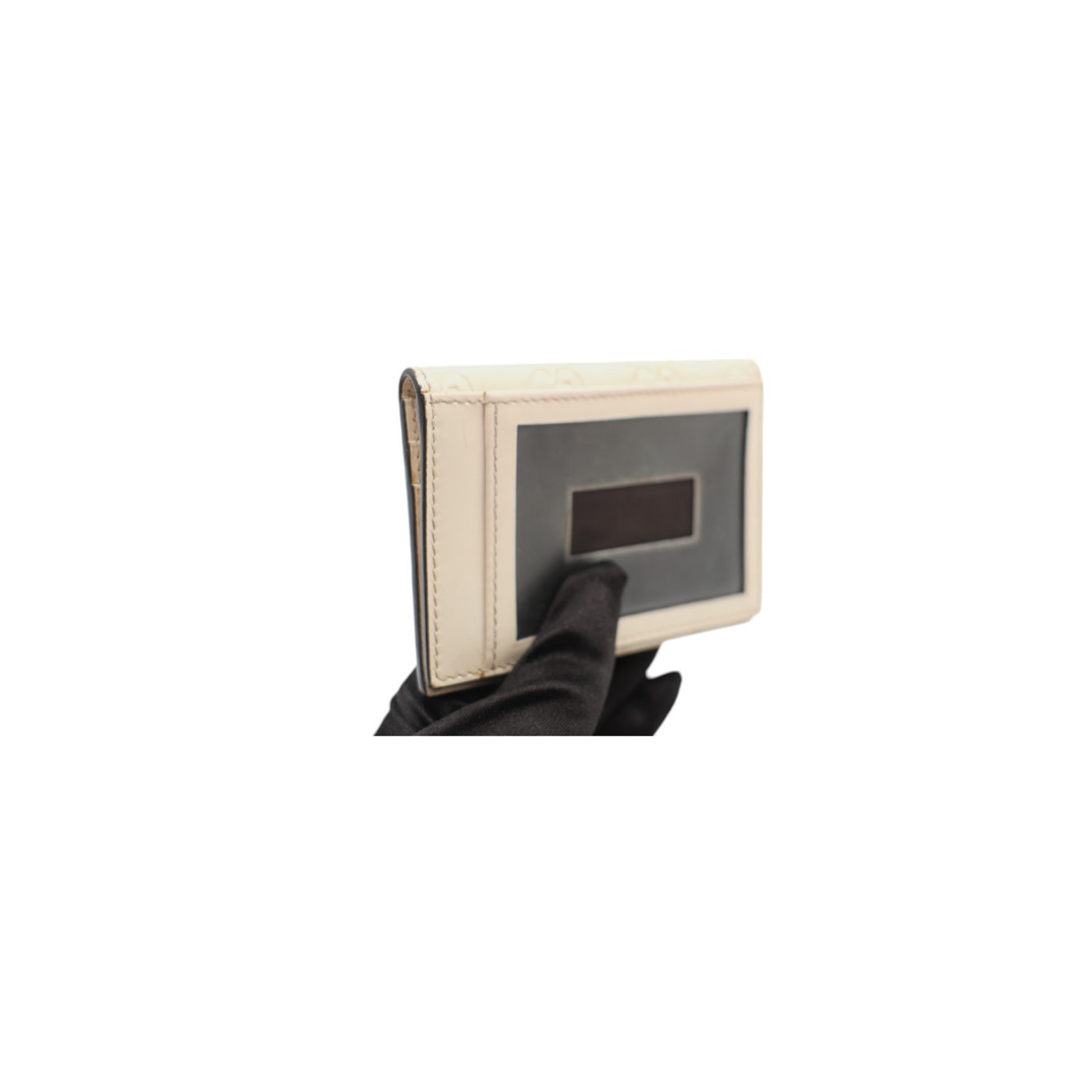 Gucci Guccissima Train Pass Card Case Wallet In Cream