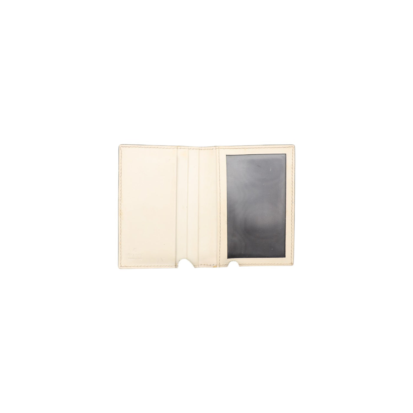 Gucci Guccissima Train Pass Card Case Wallet In Cream