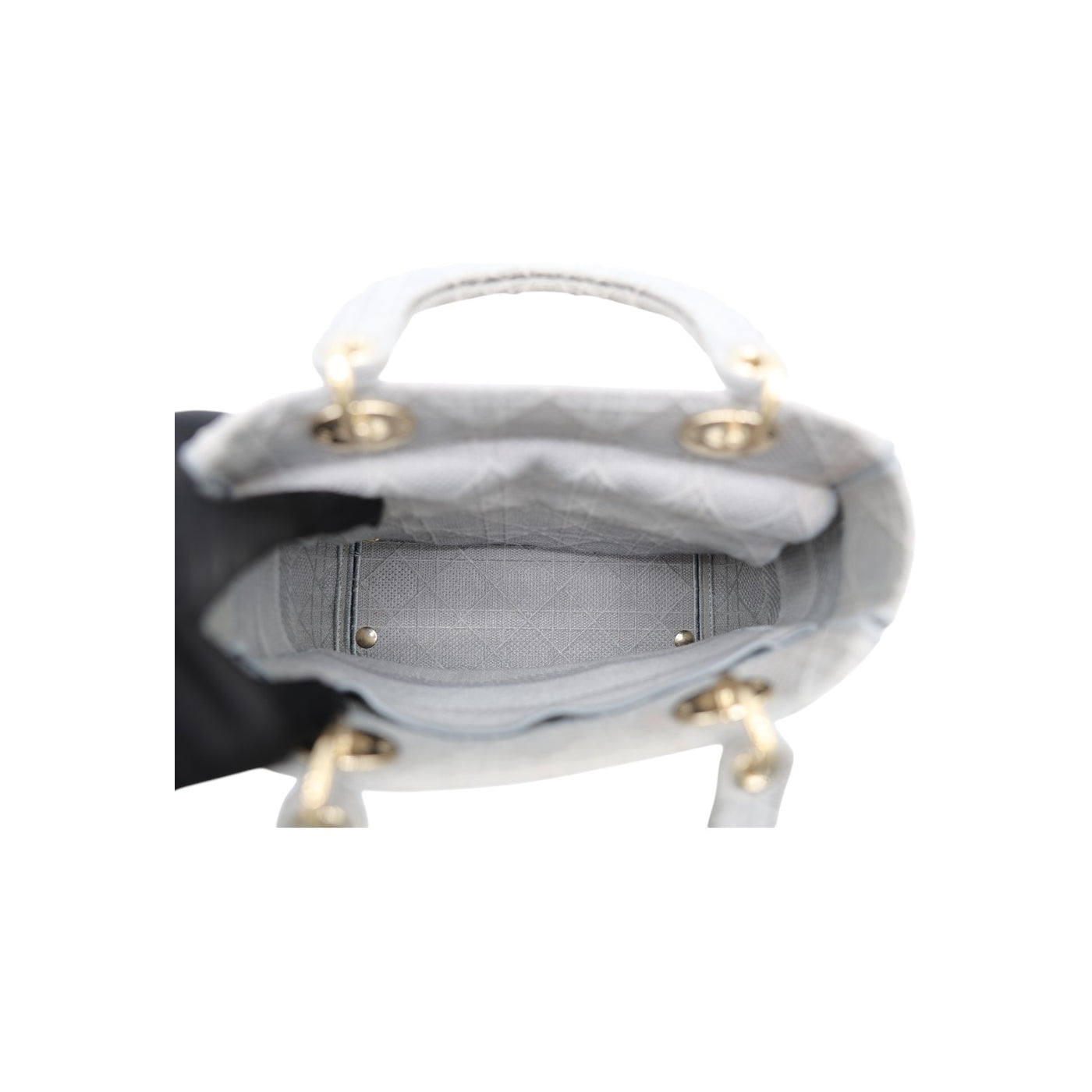 Christian Dior Lady Dior Medium Canvas Embroidered Bag In Grey