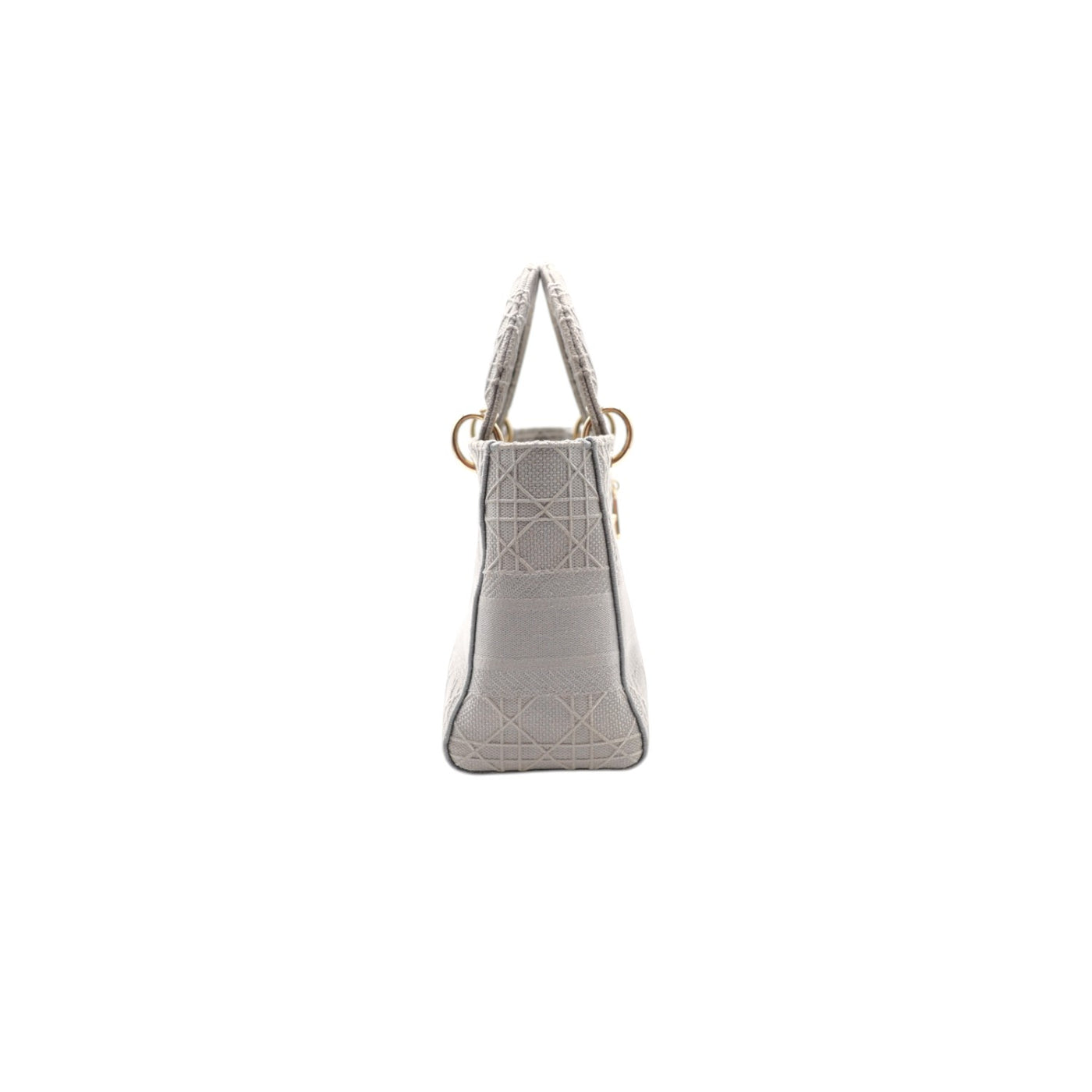 Christian Dior Lady Dior Medium Canvas Embroidered Bag In Grey