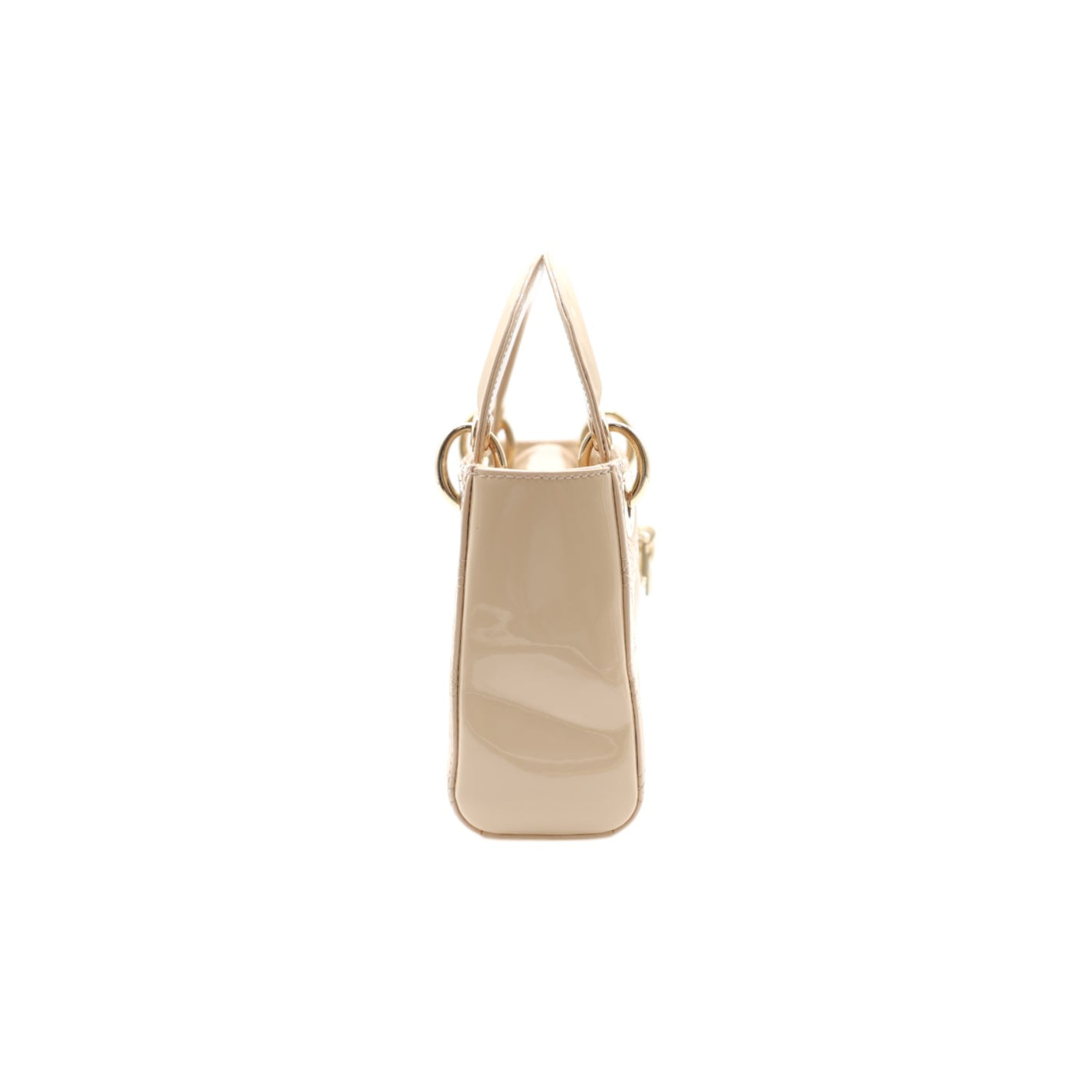 Christian Dior Patent Leather Mini Lady Dior Bag In Beige