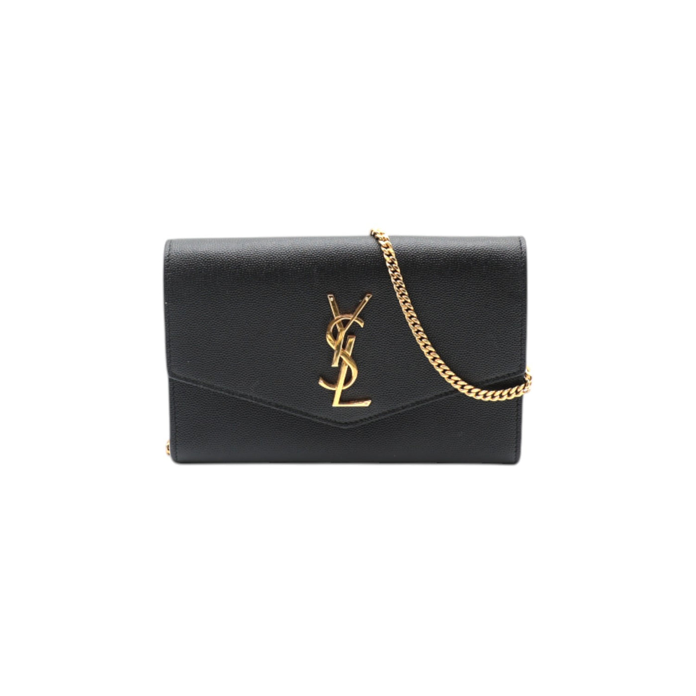 YSL Saint Laurent Leather Monogram Crossbody Evening Bag In Black