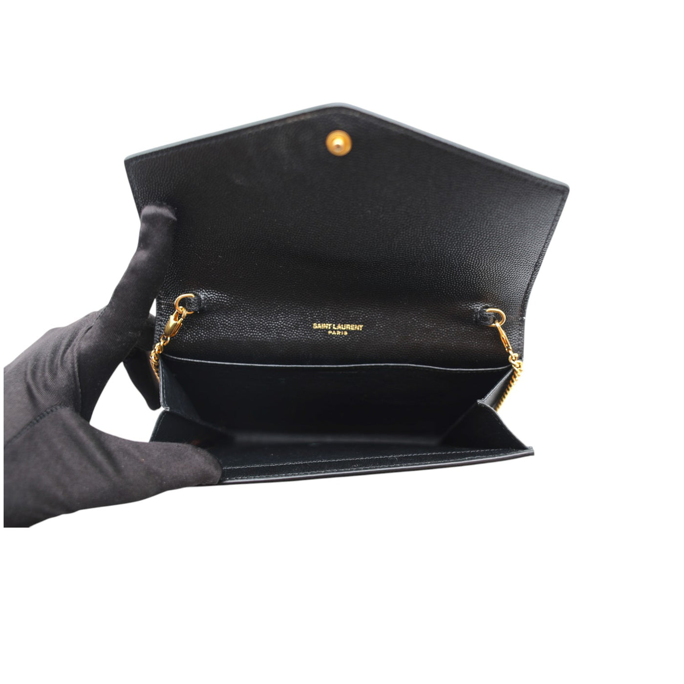 YSL Saint Laurent Leather Monogram Crossbody Evening Bag In Black