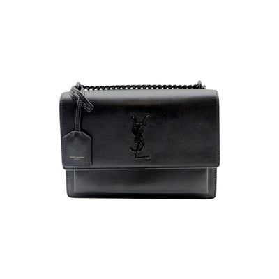 YSL Saint Laurent Monogram Monochrome Medium Sunset Bag In Black