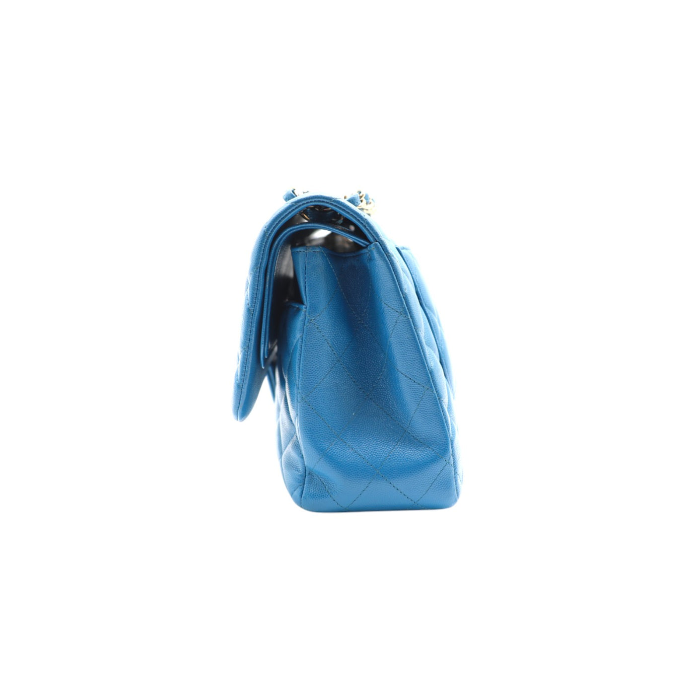 CHANEL Double Flap Jumbo Caviar Leather In Blue