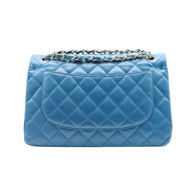 CHANEL Double Flap Jumbo Caviar Leather In Blue