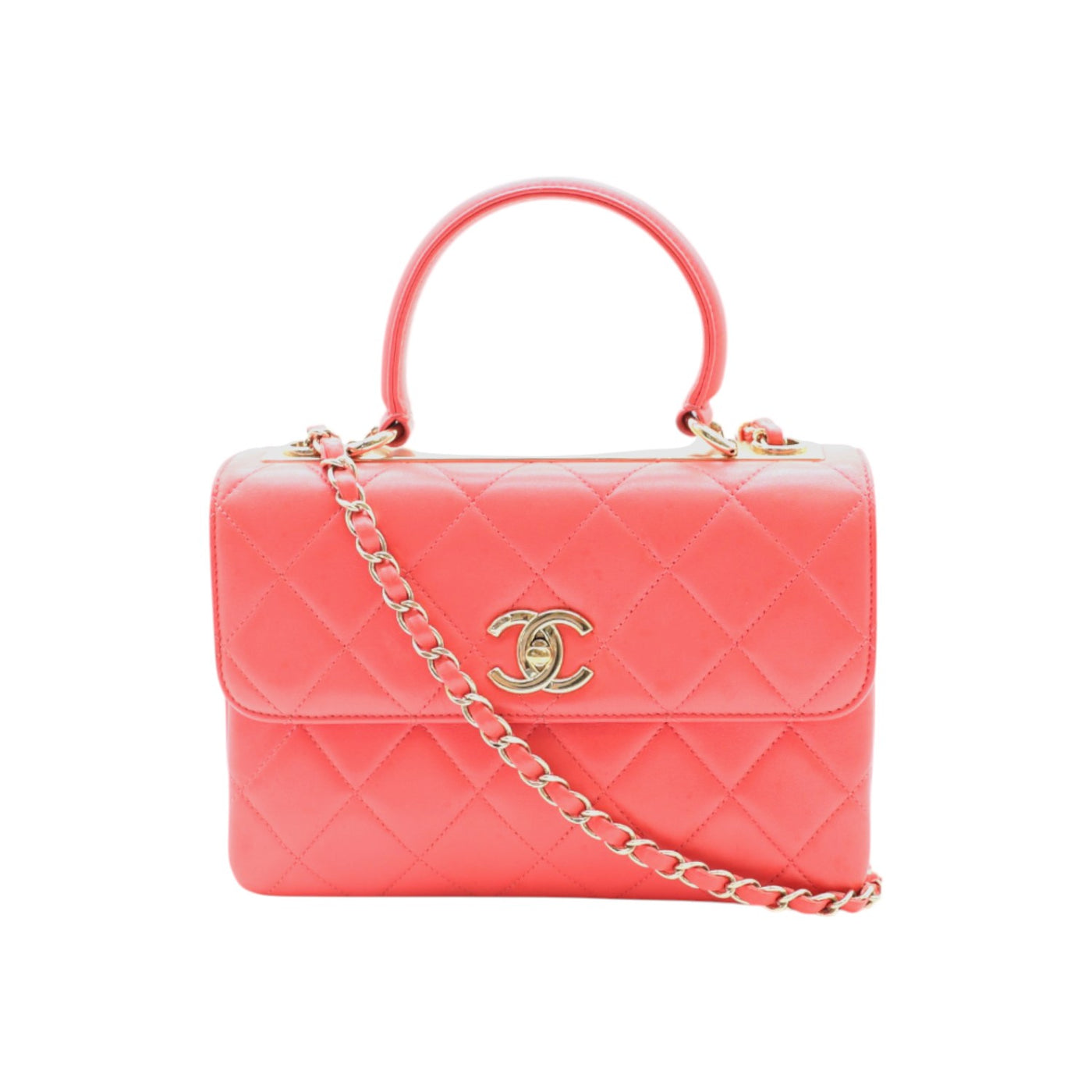 CHANEL Small Trendy CC Flap Lambskin Leather Handbag In Pink