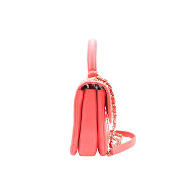 CHANEL Small Trendy CC Flap Lambskin Leather Handbag In Pink