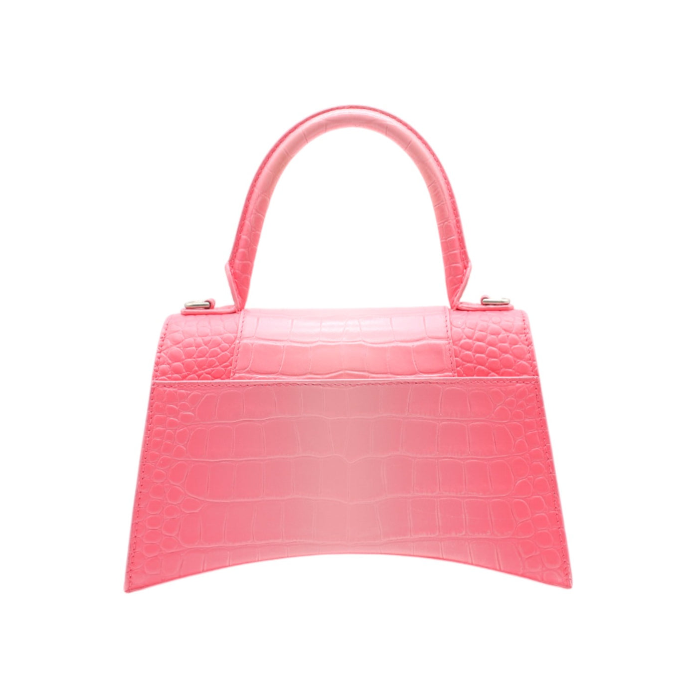 Balenciaga Hourglass Crocodile Embossed Leather Small Handbag In Pink