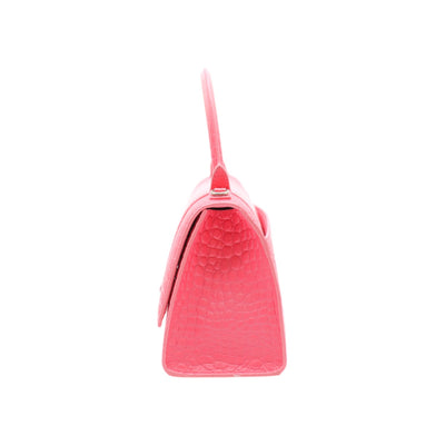 Balenciaga Hourglass Crocodile Embossed Leather Small Handbag In Pink