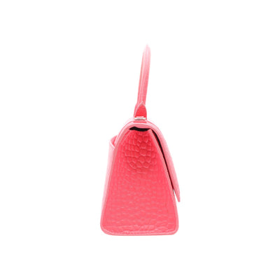 Balenciaga Hourglass Crocodile Embossed Leather Small Handbag In Pink