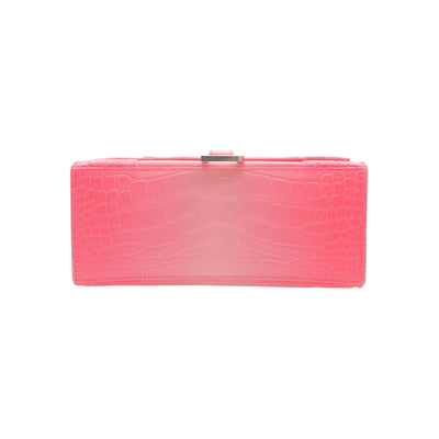 Balenciaga Hourglass Crocodile Embossed Leather Small Handbag In Pink