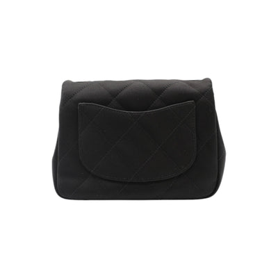 CHANEL Mini Top Handle Flap Bag Satin Quilted In Black