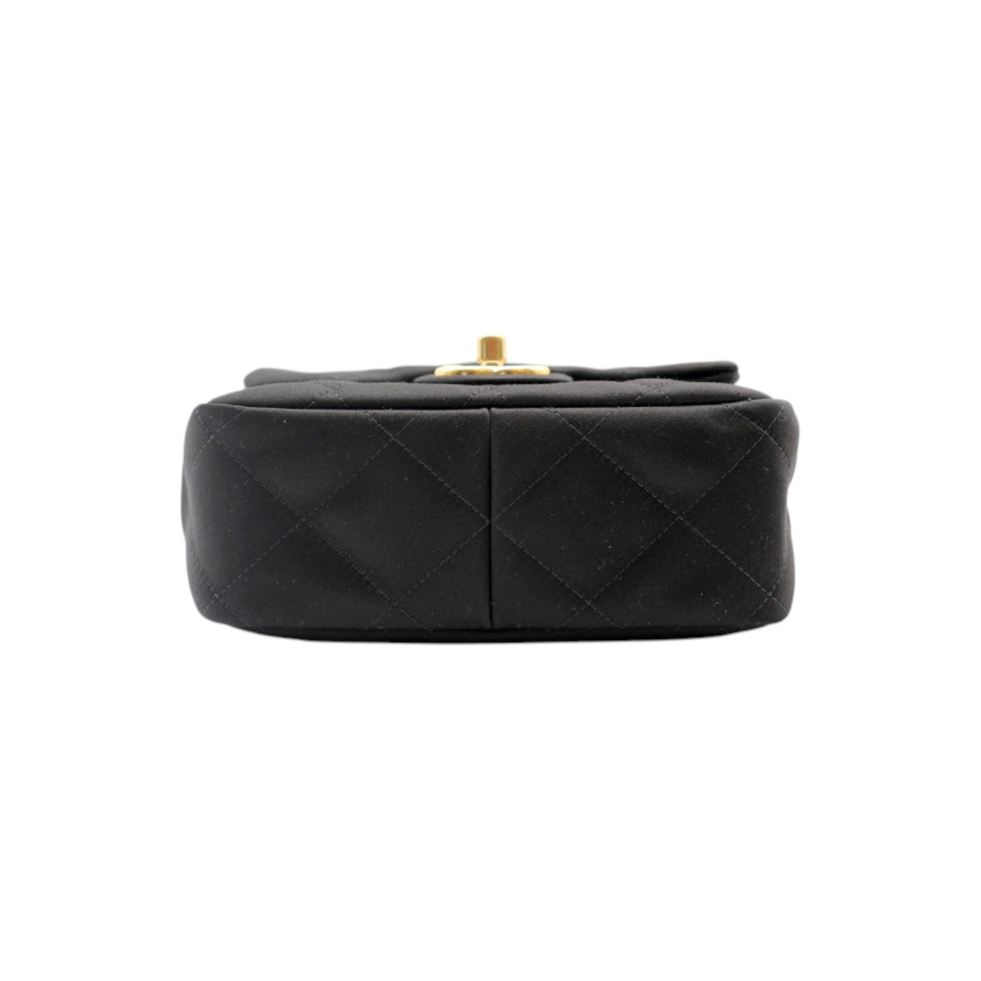 CHANEL Mini Top Handle Flap Bag Satin Quilted In Black