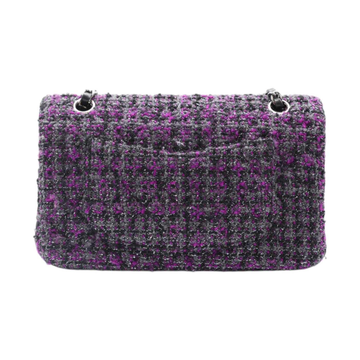 CHANEL Medium Double Flap Tweed Shoulder Bag In Purple