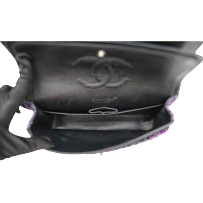 CHANEL Medium Double Flap Tweed Shoulder Bag In Purple