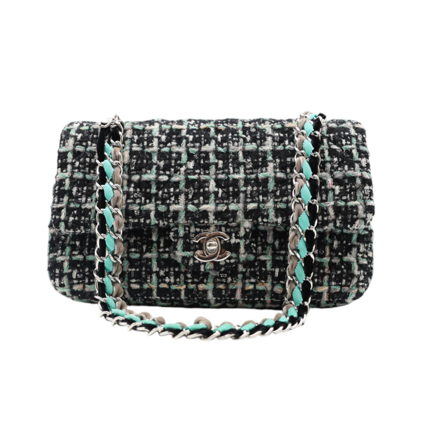 CHANEL Medium Double Flap Tweed Shoulder Bag