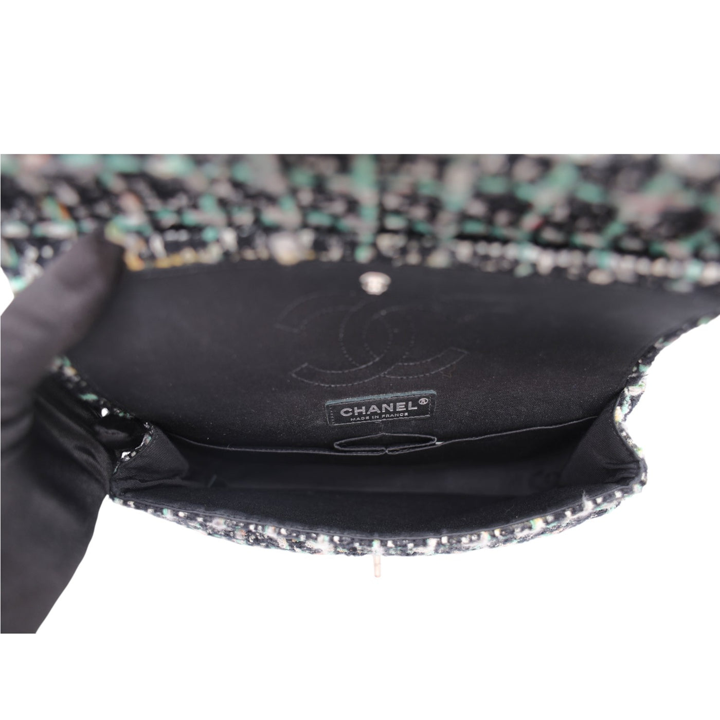 CHANEL Medium Double Flap Tweed Shoulder Bag