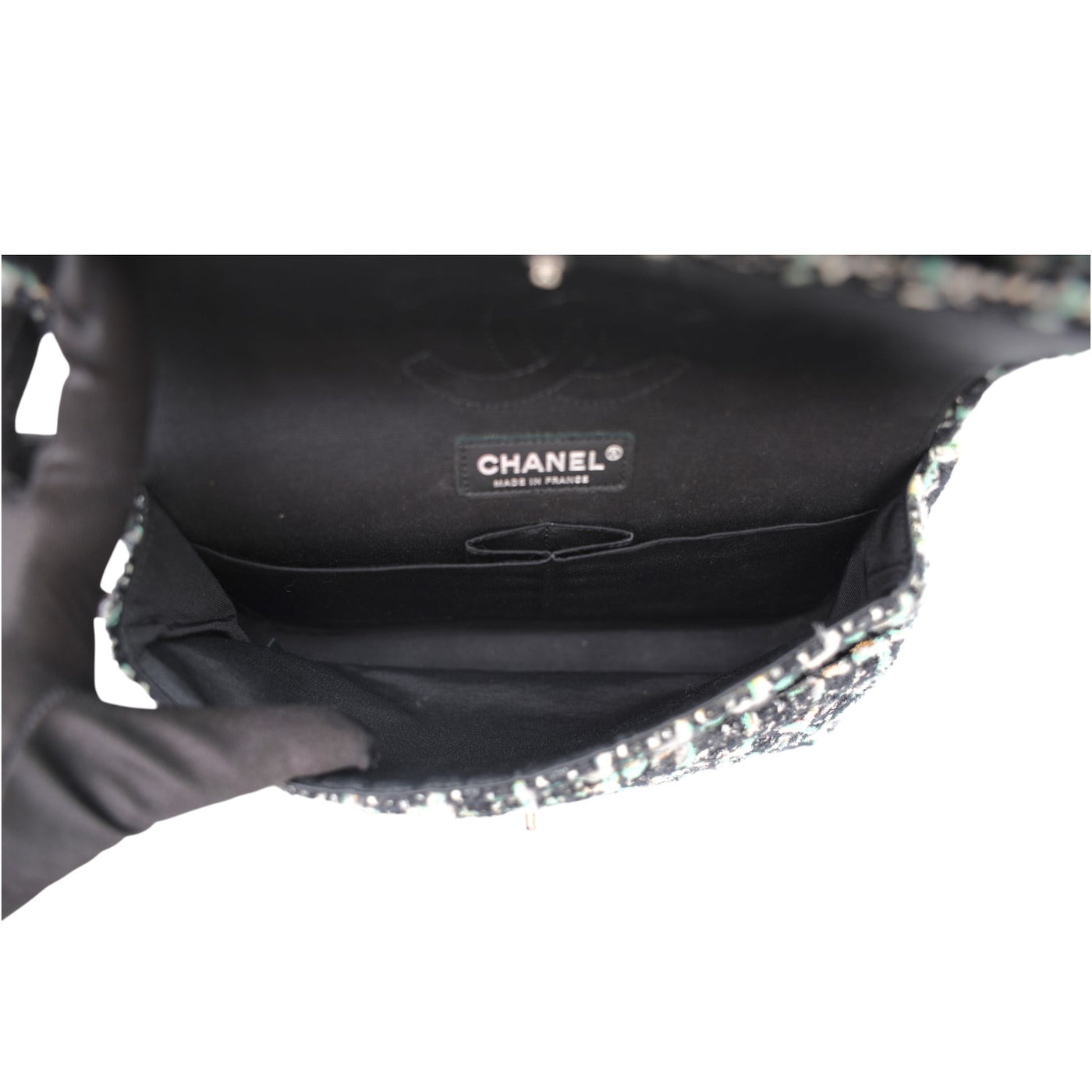 CHANEL Medium Double Flap Tweed Shoulder Bag