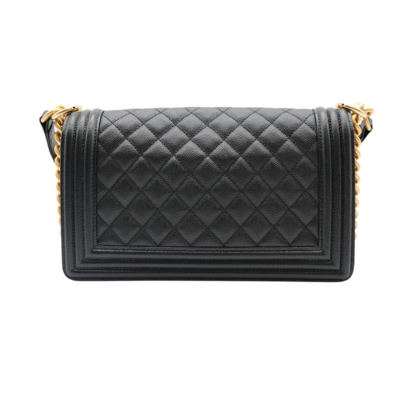 CHANEL Boy Medium Caviar Leather In Black And Gold Hardware