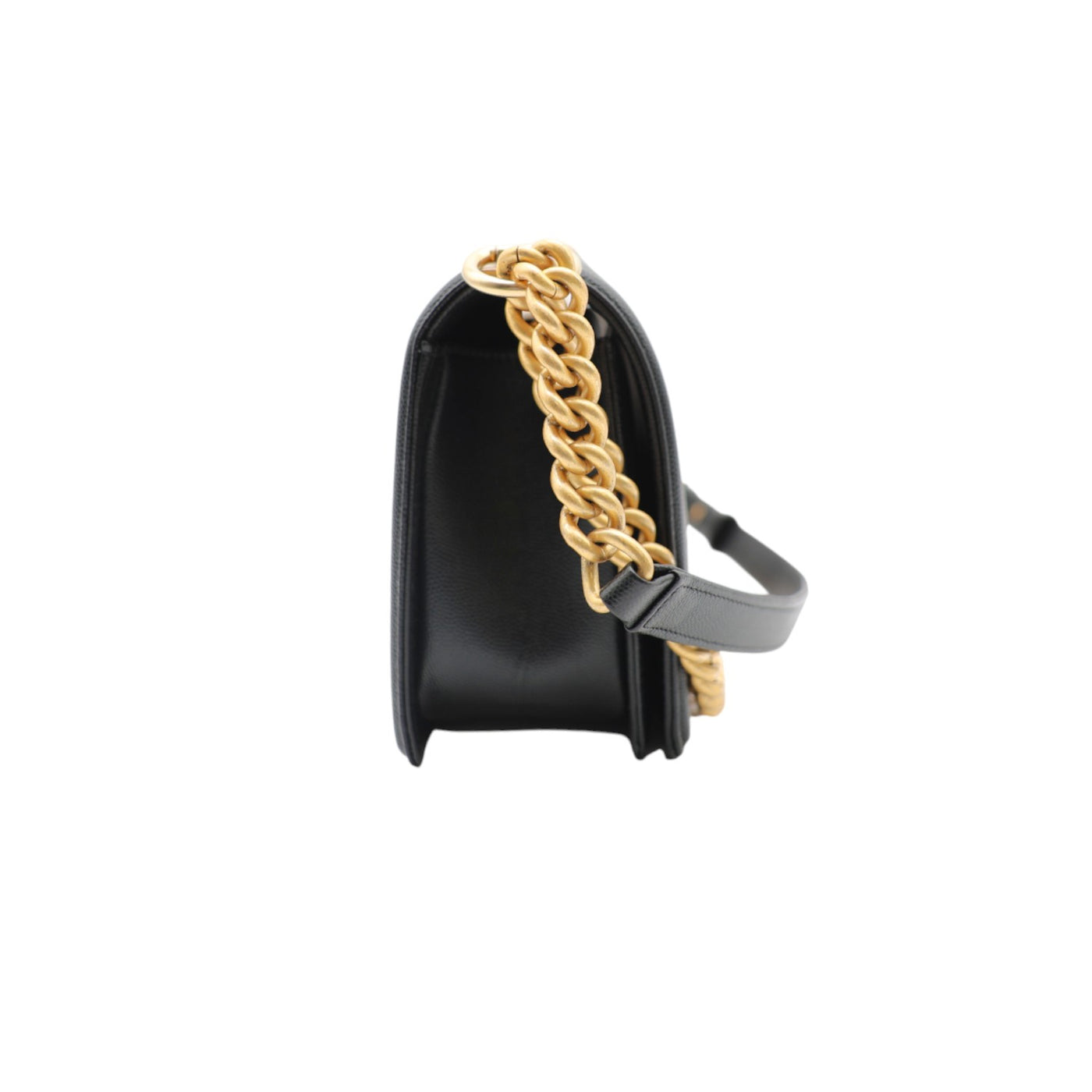 CHANEL Boy Medium Caviar Leather In Black And Gold Hardware